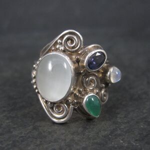 Sterling Sajen Moonstone Iolite Ring Size 7.5